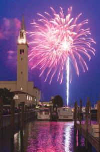 Grosse Pointe Yacht Club’s 187-ft.-high steeple not only brings distinction to its clubhouse, it also serves as a navigational aid for boaters on Lake St. Clair.