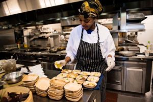 Winged Foot's Kitchen Manager, Chrissy Bennett, helped with passed hors d'oeuvres during the event.