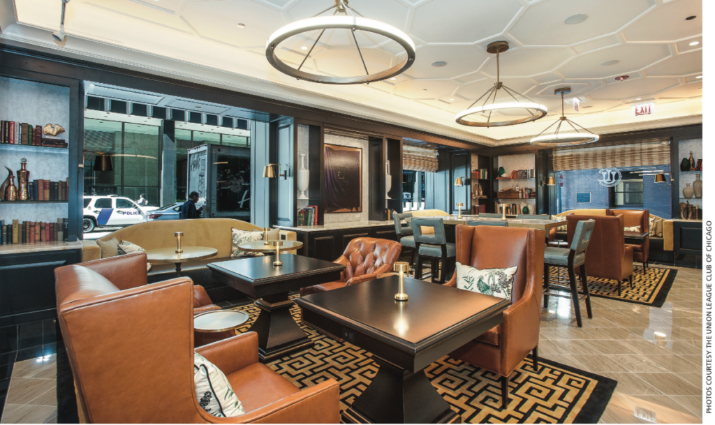 The Union League Club of Chicago’s renovated first-floor space, featuring a coffee bar and casual lounge, is drawing plenty of attention from passersby while also proving to be a popular new attraction for members. The club has also opened an eighth-floor patio, for those who prefer elevated views.