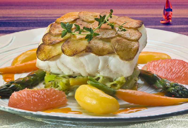 PotatoCrusted Sea Bass with Grilled LeekFennel Compote Club
