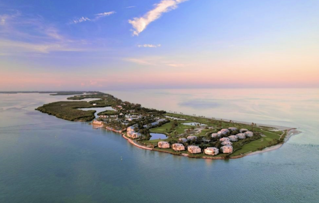 resort property surrounded by water