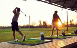 Driving range at sunset