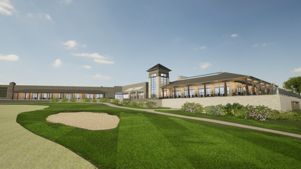 Rendering of golf course patio.