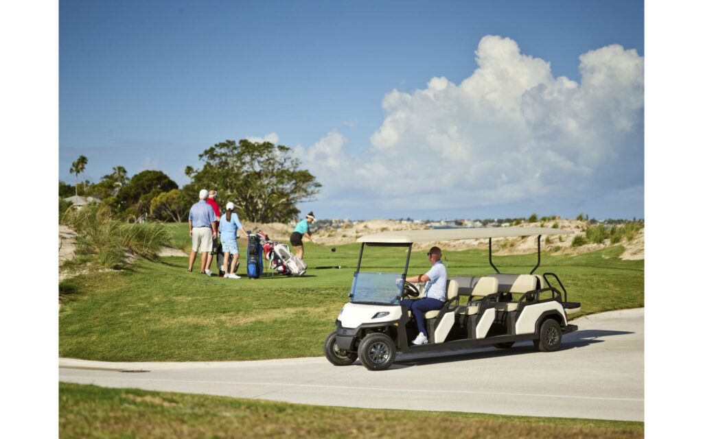 Shuttle on a golf course.